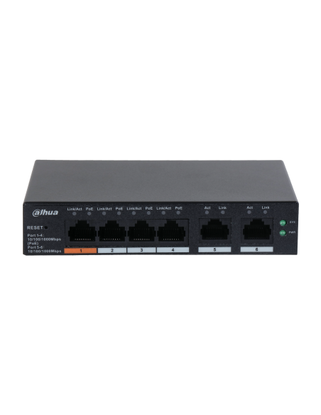 DAHUA 1374042 1.0.01.20.11243-9001 DH-CS4006-4GT-60: DAHUA SWITCH CLOUD MANAGED L2, 6 PUERTOS, 4 RJ45 GIGABIT POE + 2 RJ45 GIGAB