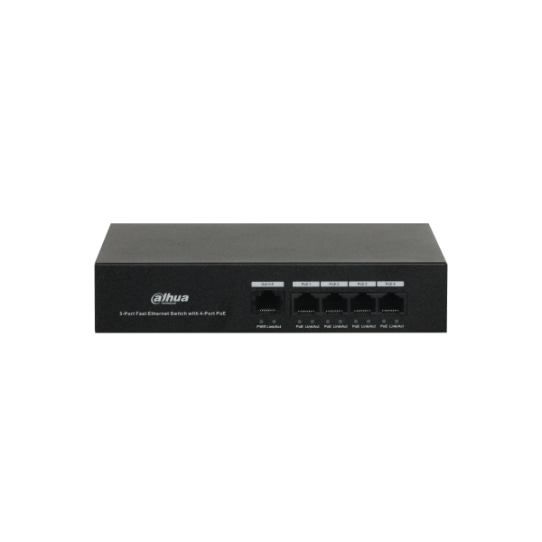 DAHUA 1363472 1.0.01.20.10512-0134 DH-PFS3005-4ET-36: DAHUA SWITCH POE NO GESTIONABLE L2, 5 PUERTOS, 4 RJ45 10/100M POE + 1 RJ45