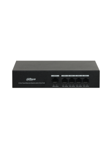 DAHUA 1363472 1.0.01.20.10512-0134 DH-PFS3005-4ET-36: DAHUA SWITCH POE NO GESTIONABLE L2, 5 PUERTOS, 4 RJ45 10/100M POE + 1 RJ45
