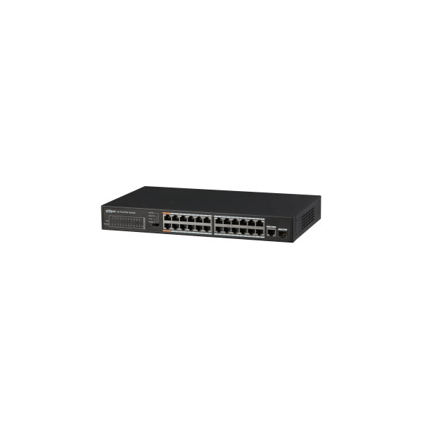 DAHUA 1362064 1.0.01.20.10369-0027 DH-PFS3125-24ET-190: DAHUA SWITCH POE+ NO GESTIONABLE L2, 25 PUERTOS, 24 RJ45 10/100M POE + 1