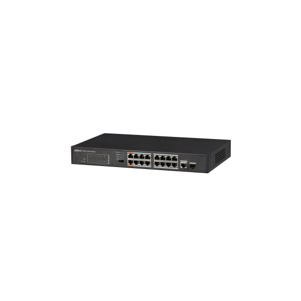DAHUA 1362062 1.0.01.20.10367 DH-PFS3117-16ET-135: DAHUA SWITCH POE+ NO GESTIONABLE L2, 17 PUERTOS, 16 RJ45 10/100M POE + 1 PUER