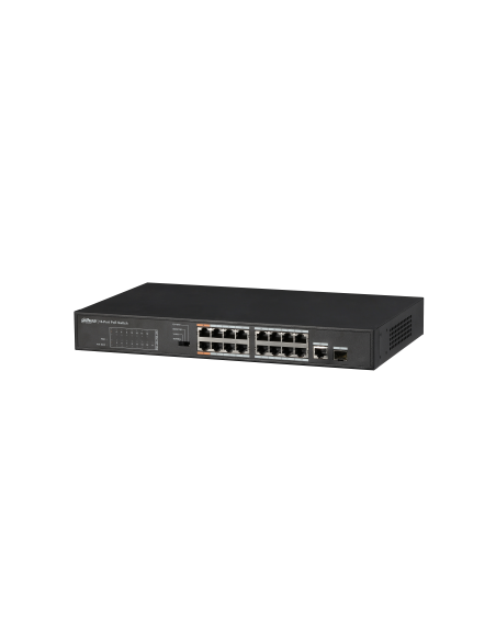 DAHUA 1362062 1.0.01.20.10367 DH-PFS3117-16ET-135: DAHUA SWITCH POE+ NO GESTIONABLE L2, 17 PUERTOS, 16 RJ45 10/100M POE + 1 PUER