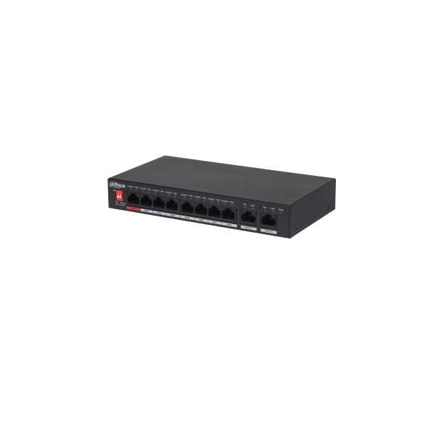 DAHUA 1362047 1.0.01.20.10619 DH-PFS3010-8ET-96-V2: DAHUA SWITCH POE NO GESTIONABLE L2, 10 PUERTOS, 8 RJ45 10/100M POE + 2 RJ45 