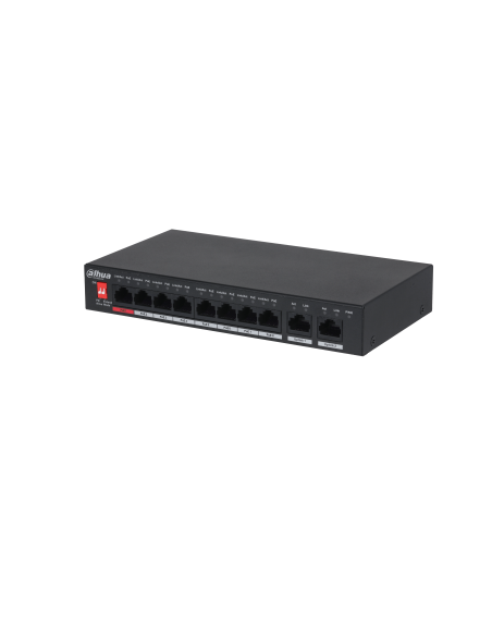 DAHUA 1362047 1.0.01.20.10619 DH-PFS3010-8ET-96-V2: DAHUA SWITCH POE NO GESTIONABLE L2, 10 PUERTOS, 8 RJ45 10/100M POE + 2 RJ45 