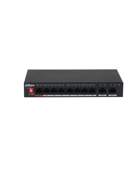 DAHUA 1362047 1.0.01.20.10619 DH-PFS3010-8ET-96-V2: DAHUA SWITCH POE NO GESTIONABLE L2, 10 PUERTOS, 8 RJ45 10/100M POE + 2 RJ45 
