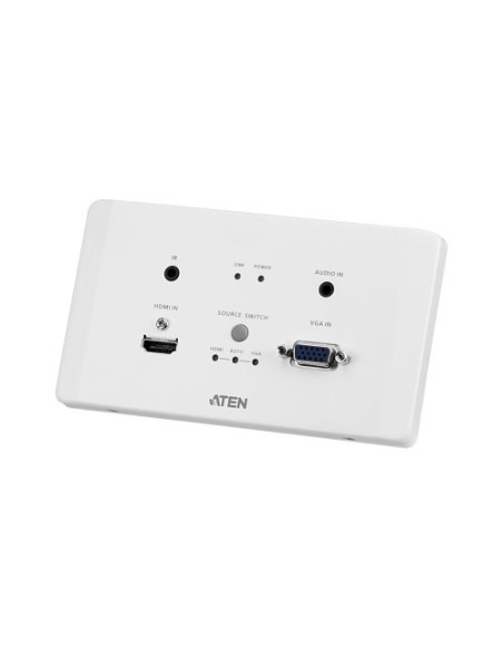 ATEN 1344749 VE2812AEUT-AT-G ATEN TRANSMISOR HDMI / VGA SOBRE HDBASET ENCASTRABLE CON EMBELLECEDOR EU WALL PLATE CON POH (4K A 1
