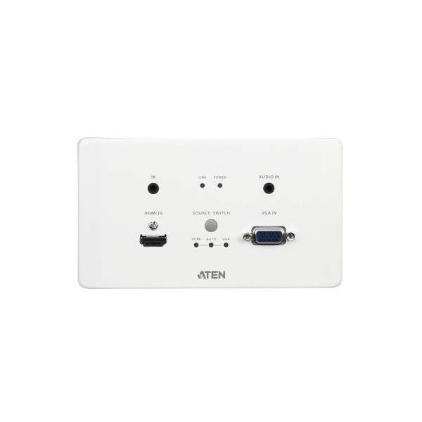 ATEN 1344749 VE2812AEUT-AT-G ATEN TRANSMISOR HDMI / VGA SOBRE HDBASET ENCASTRABLE CON EMBELLECEDOR EU WALL PLATE CON POH (4K A 1