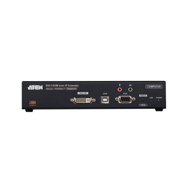 ATEN 1344747 KE6900AIT-AX-G ATEN Transmisor de KVM DVI-I a través de IP de una sola pantalla con acceso a Internet