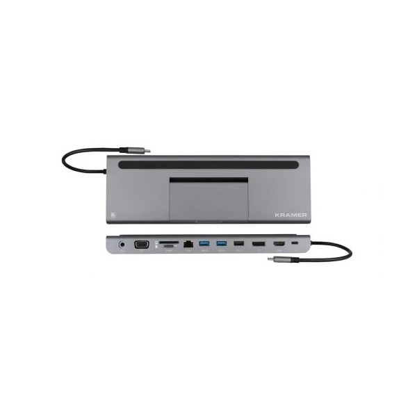 KRAMER 1338381 91-00015999 KRAMER KDOCK-4 USB-C HUB MULTIPORT ADAPTER 2 USB 3.0, 1USB 2.0, 1 ETHERNET, SD, UNBALANCED STEREO OUT