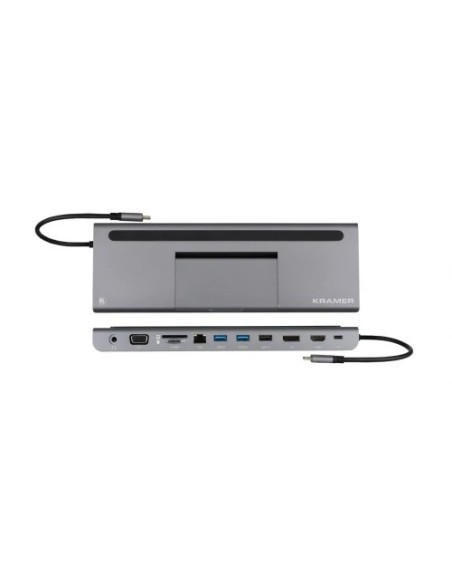 KRAMER 1338381 91-00015999 KRAMER KDOCK-4 USB-C HUB MULTIPORT ADAPTER 2 USB 3.0, 1USB 2.0, 1 ETHERNET, SD, UNBALANCED STEREO OUT