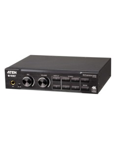 ATEN 1335328 VP1421-AT-G ATEN Switch de presentación True 4K 4 x 2 con escalador de vídeo, DSP y HDBaseT-Lite