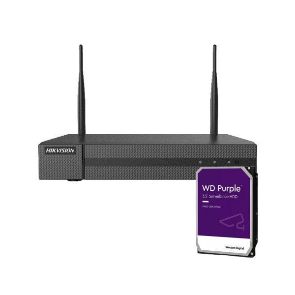 HIKVISION Hiwatch-HIK-125N-1TB-HWN-2104MH-W-C-1TB-NVR WiFi IP HiWatchT de 4 canales 6MP