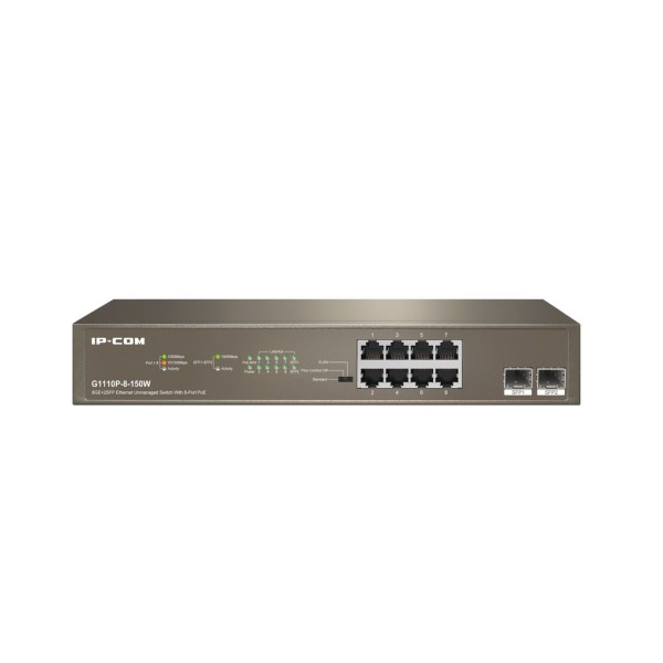 IPCOM-IPCOM-18-G1110P-8-150W-Switch 8 puertos PoE + 2 puertos SFP Gigabit no gestionable enracable L2