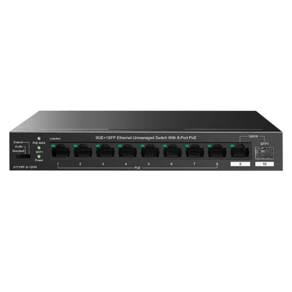 IPCOM-IPCOM-120-G1110PF-8-120W-switch não gerenciável 9 Gigabit 8 portas PoE + 1SFP 120W