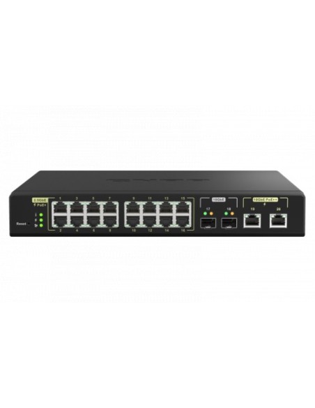 QNAP-1345520-QSW-M2116P-2T2S-QNAP QSW-M2116P-2T2S Managed L2 Energia sobre Ethernet (PoE) Preto