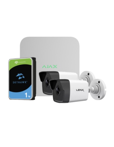 Global Kit-VideoAlvance-1 Kit VideovignIncia Ajax-Lenx composta por: 1 NVR 8CH AJAX + 2 câmeras Lenx tubulares 2MP 2.8mm + 1 H