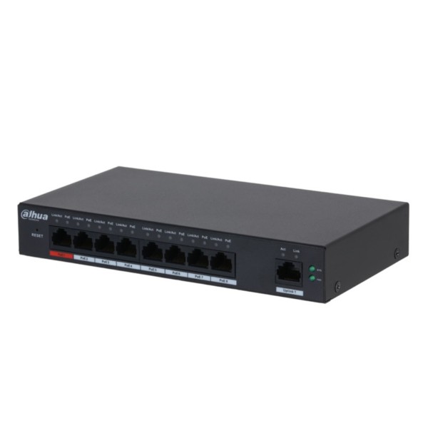 Dahua S4100-8GT1GT-96-C Switch PoE 2.0 8 puertos Gigabit + 1RJ45 Uplink Gigabit 96W Gestionable en Cloud Layer2