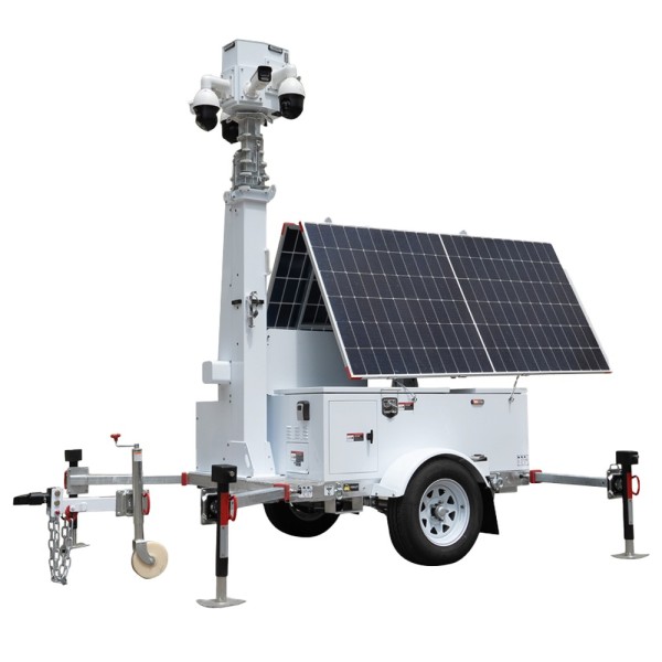 SAFIRE TRAILER-12KWH-600W-9M Trailer de alimentación autónoma para CCTV - Panel solar de 2x600W - Batería Litio LiFePo 12000Wh -