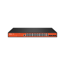 Switch PoE gestionable L2 Wi-Tek de gama comercial. 24 puertos PoE Gigabit. 2 puertos combo Gigabit. 2 puertos SFP Gigabit. 1 pu