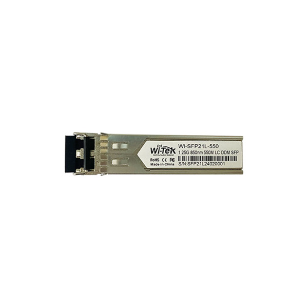 Módulo SFP Wi-Tek de fibra multimodo de 1,25 Gbps. Distancia de hasta 550 m. Conector LC. Soporta DDM. Supervisión de diagnóstic