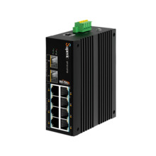 Switch PoE gestionable Wi-Tek de gama industrial. 8 puertos PoE 10/100/1000Mbps. 2 puertos SFP de 1000/2500Mbps. 1 puerto consol