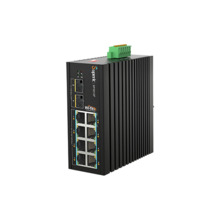 Switch PoE no gestionable Wi-Tek de gama industrial. 8 puertos PoE+ Gigabit. 2 puertos SFP Gigabit. Entrega PoE total de 240W. V