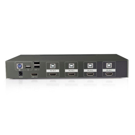 Comprar Airspace SAM-4516N SAM-4516N Conmutador KVM de 4 puertos con conexiones HDMI y USB con interruptor táctil. Interfaz USB y PS/2 en el lado de la consola. Salida HDMI. Hasta 4K 30Hz. Incluye adaptador de corriente.