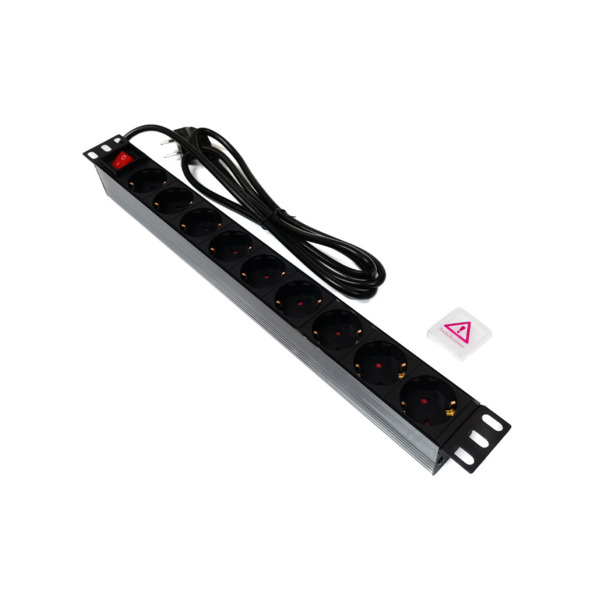 Airspace SAM-6744 SAM-6744 PDU tipo regleta para instalar en rack. Base con 9 tomas de corriente e interruptor. Enchufes Schuko