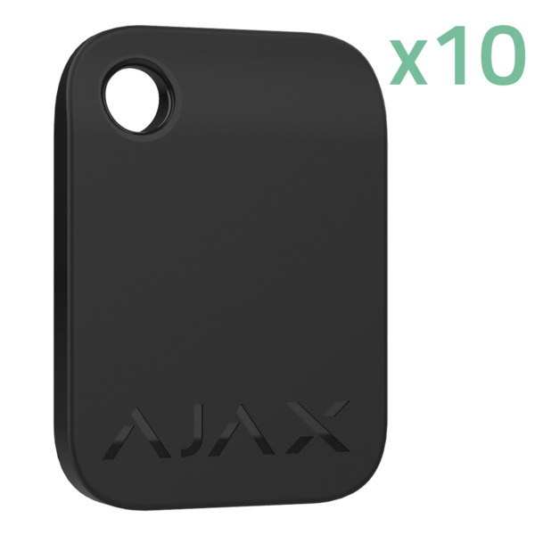 AJAX 10XAJ-TAG-B Llavero de acceso sin contacto - 10 unidades - Tecnología Mifare DESFire® - Compatible con KeyPad Plus y KeyPad