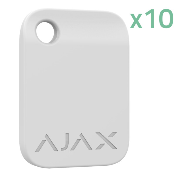 AJAX 10XAJ-TAG-W Llavero de acceso sin contacto - 10 unidades - Tecnología Mifare DESFire® - Compatible con KeyPad Plus y KeyPad