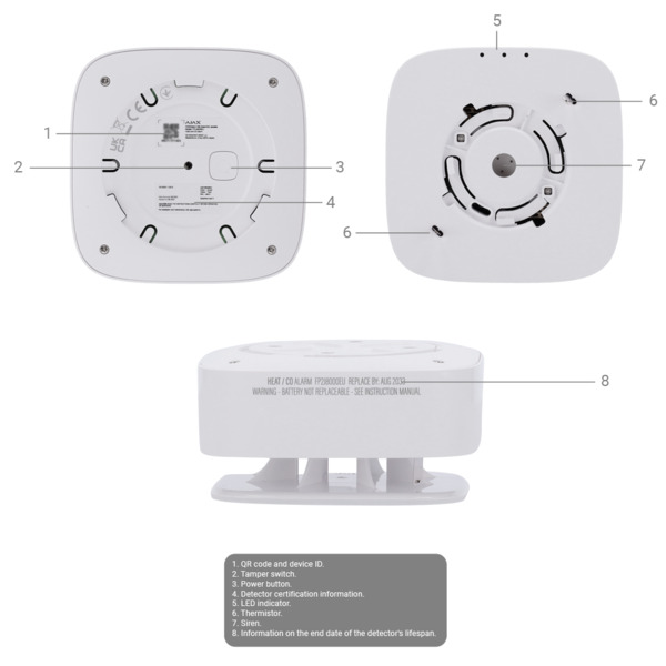 AJAX AJ-FIREPROTECT2-H-RB-W Detector termovelocimétrico - Baterías reemplazables - Inalámbrico 868 MHz Jeweller - Sirena 85 dB i (9)