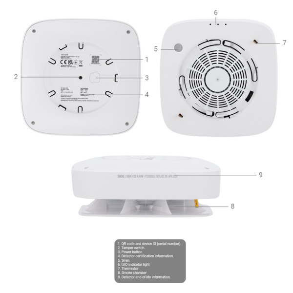 AJAX AJ-FIREPROTECT2-HSC-RB-W Detector de humo, termovelocimétrico y CO - Baterías reemplazables - Inalámbrico 868 MHz Jeweller (9)