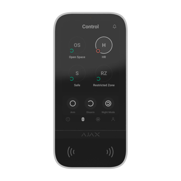 AJAX AJ-KEYPADTOUCHSCREEN-W Teclado con pantalla IPS táctil y lector RFID - Armado/desarmado total o por grupos - Control de los