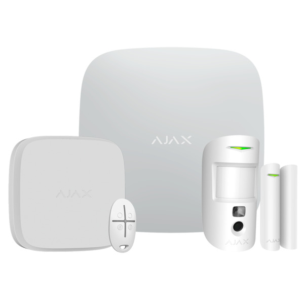 AJAX AJ-KITBASICO-W Kit de alarma profesional - Certificado Grado 2 - Comunicación Ethernet / dual SIM GPRS - Inalámbrico 868 MH