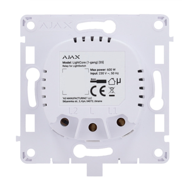 AJAX AJ-LIGHTCORE-1G Relé para interruptor de luz inteligente simple - Inalámbrico 868 MHz Jeweller - Alcance de comunicación ha