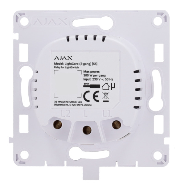 AJAX AJ-LIGHTCORE-2G Relé para interruptor de luz inteligente doble - Inalámbrico 868 MHz Jeweller - Alcance de comunicación ha