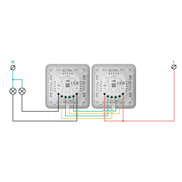 AJAX AJ-LIGHTCORE-2G2W-VERT Relé interruptor inteligente doble y conmutable - Inalámbrico 868 MHz Jeweller - Alcance de comunica (9)