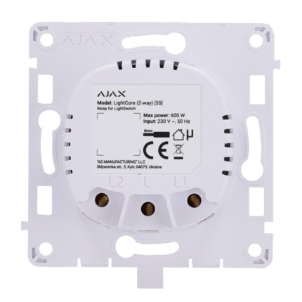 Comprar AJAX AJ-LIGHTCORE-2W Relé para interruptor de luz conmutable - Inalámbrico 868 MHz Jeweller - Alcance de comunicación hasta 1100 m - Alimentación 230 V AC 50 Hz - Sin necesidad de cable neutro - Ajax - LightSwitch LightCore (2 Way)