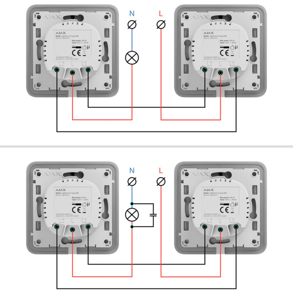 AJAX AJ-LIGHTCORE-2W-VERT Relé para interruptor de luz conmutable vertical - Inalámbrico 868 MHz Jeweller - Alcance de comunicac (9)