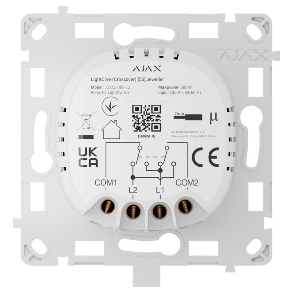 AJAX AJ-LIGHTCORE-CROSS Relé para interruptor de luz de cruce - Inalámbrico 868 MHz Jeweller - Alcance de comunicación hasta 110