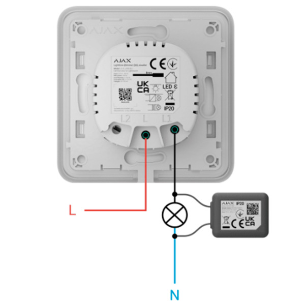 AJAX AJ-LIGHTCORE-DIMMER-VERT Relé interruptor de luz inteligente regulable - Inalámbrico 868 MHz Jeweller - Alcance de comunica (5)