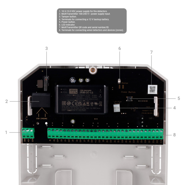 AJAX AJ-MULTITRANSMITTER-3EOL-W Expansor de zonas cableadas vía radio - Inalámbrico 868 MHz Jeweller - Hasta 18 Entradas cablead (5)