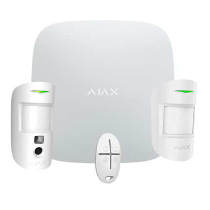 Comprar AJAX AJ-STARTERKIT-CAM-MP-W Kit de alarma profesional - Certificado Grado 2 - Comunicación Ethernet y dual SIM GPRS - Inalámbrico 868 MHz Jeweller y Wings - Ajax Hub 2, 1 PIRCAM - 1 detector PIR y 1 mando