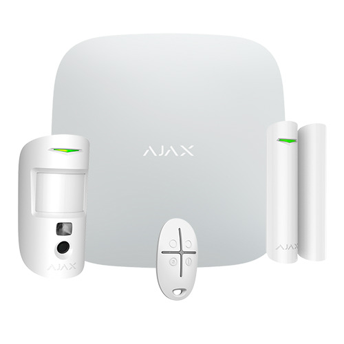 AJAX AJ-STARTERKITPLUS-CAM-W Kit de alarma profesional - Certificado Grado 2 - Comunicación Ethernet / Wi-Fi / dual SIM 4G - Ina