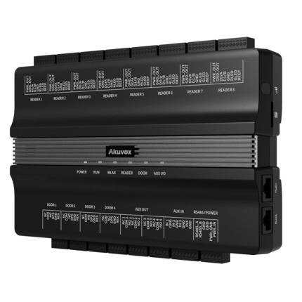 Comprar AKUVOX AK-A095 Controladora de acceso PoE - Tarjeta EM/MF y PIN - 100.000 usuarios | 200.000 registros - 8 lectores por Wiegand | 8 lectores por OSDP - Relé para 4 puertas | WiFi y LTE - Conexión a través de Cloud | Salidas 12V