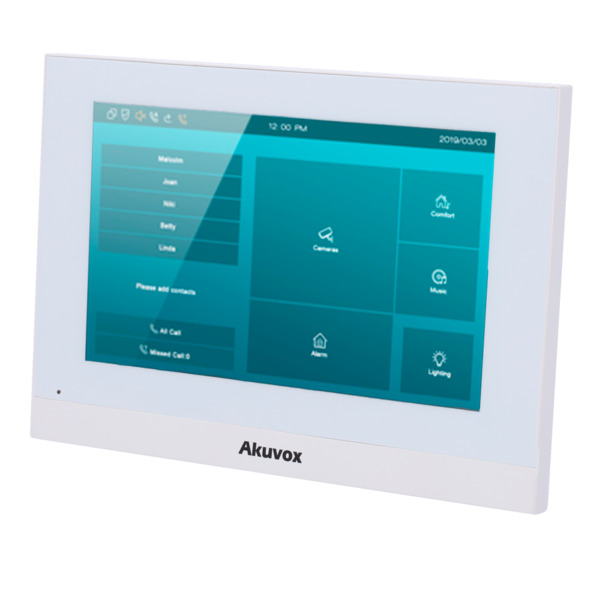 AKUVOX AK-C313W-LP-2-WHITE Monitor Linux para videoportero - Pantalla TFT de 7" - Audio bidireccional Crystal Clear - 2 hil