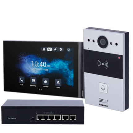Comprar AKUVOX AK-KIT05-IP-ANDROID Kit de videoportero Android - IP | Placa y monitor - Audio bidireccional Crystal Clear - Lector EM/MF y NFC | PoE estándar - 2 salidas de relé | Antivandálico - Conexión a través de Cloud