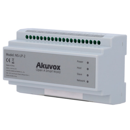 Comprar AKUVOX AK-NS-LP-2 Distribuidor para comunidades 2 hilos LP - Alimenta hasta 26 monitores con WiFi - Conexión de distribuidores en cascada - Puerto de red para uso en Cloud - Montaje en carril DIN