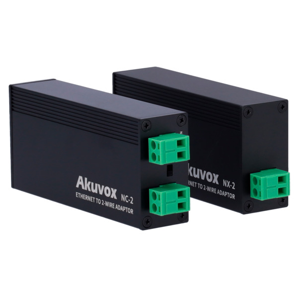 AKUVOX AK-NX-2 Kit conversor IP a 2 hilos - 1 grupo de 2 hilos - 1 grupo TCP/IP con RJ45 | Entrada y salida PoE - Alimenta dispo