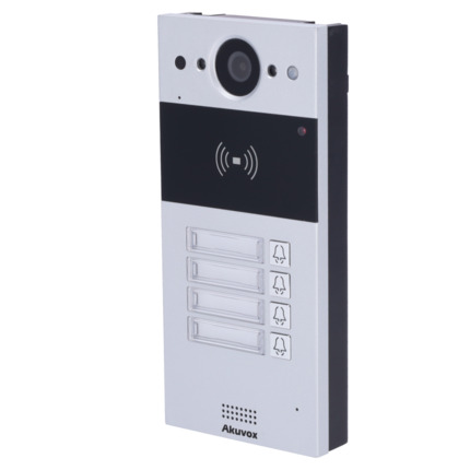 Comprar AKUVOX AK-R20B-4B Videoportero IP en superficie - Cámara 2 Mpx | Audio bidireccional - Apertura con tarjeta EM/MF y NFC | 2 relés - 4 apartamentos | PoE, SIP estándar - Mantenimiento Cloud - Conexión a través de Cloud | Salida 12V